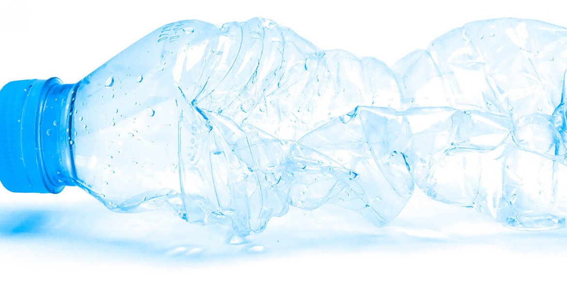 Crumpled plastic water bottle