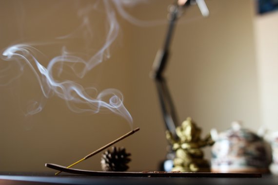 incense burning in a room