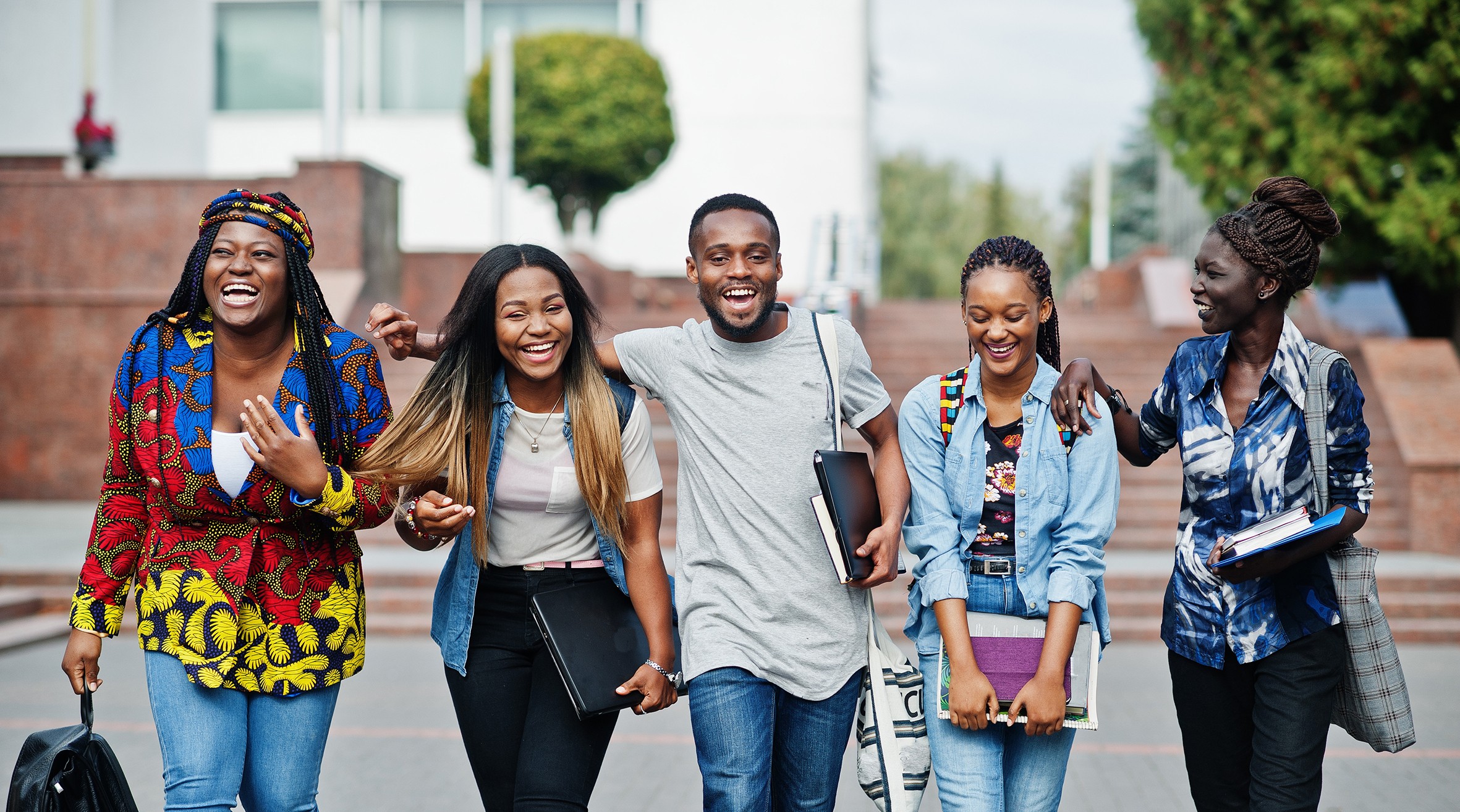 African students walking together