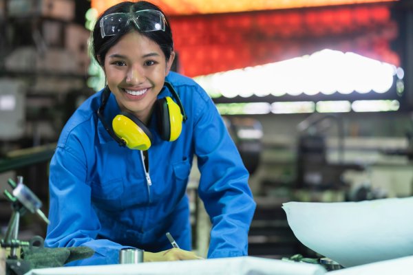 Smiling worker