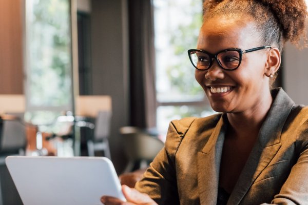 woman smiling at work