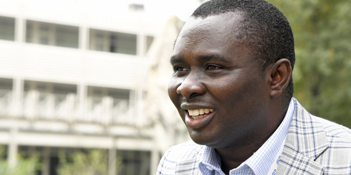  A male participant from Ghana smiling outside the ITCILO.