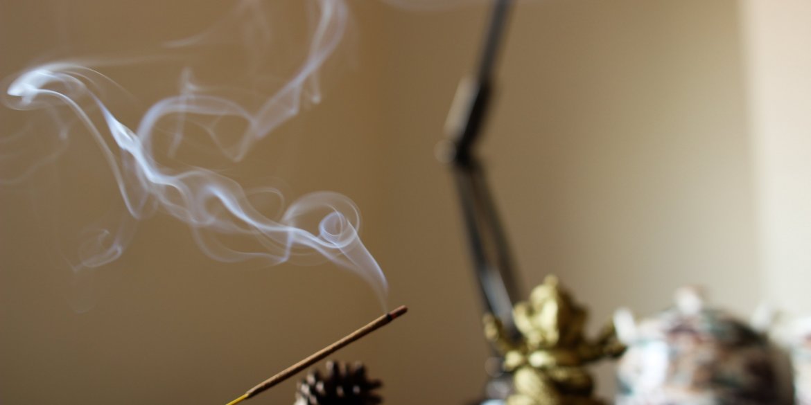 incense burning in a room
