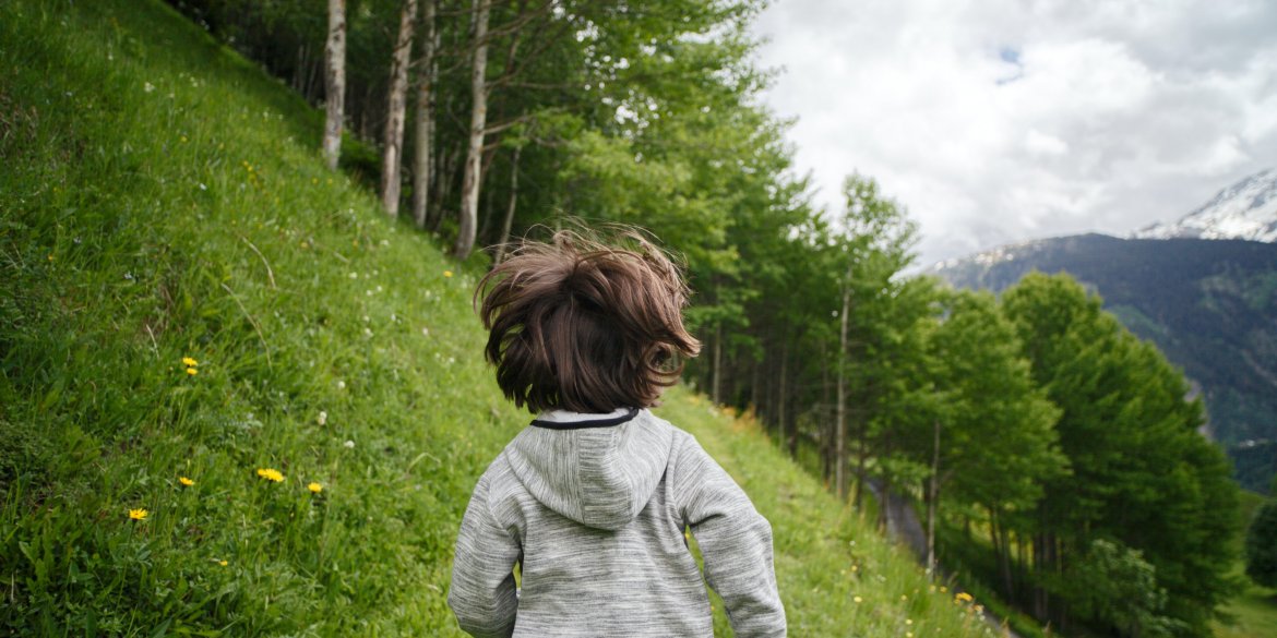 kid in a field