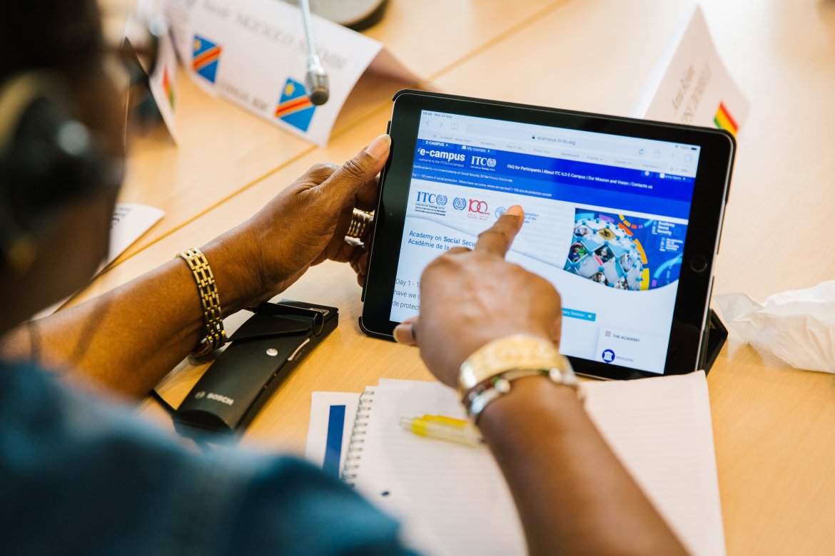 woman using tablet