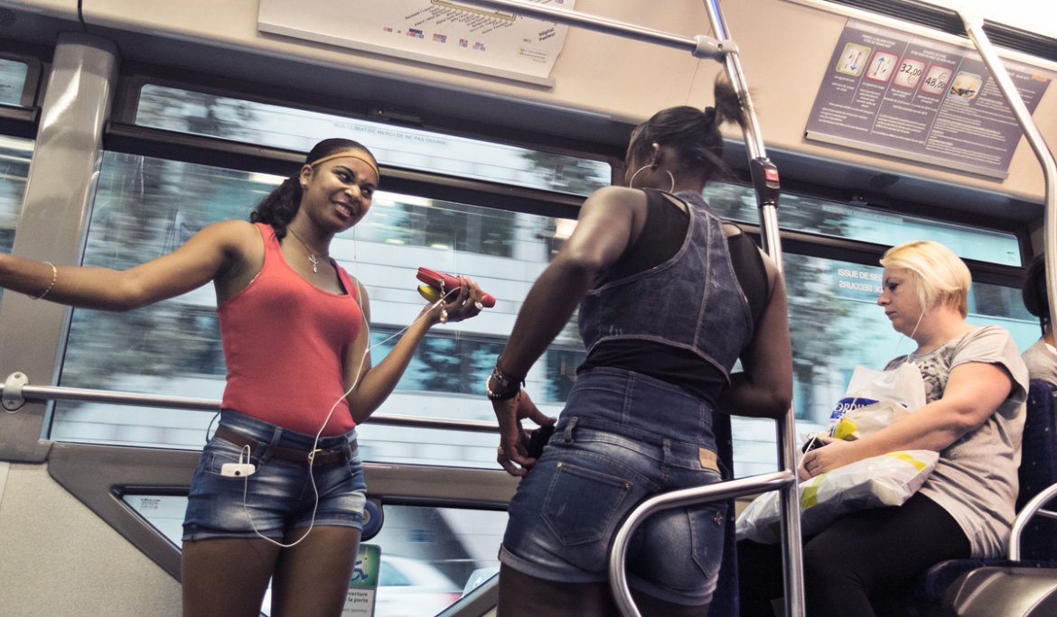 teens on metro in paris