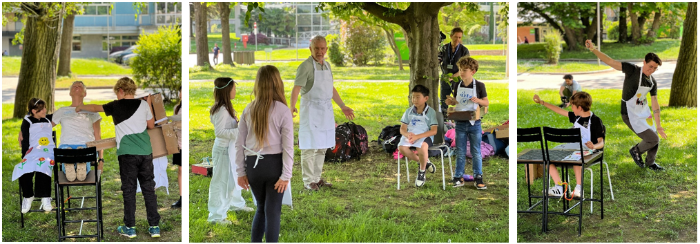 Young and old perform skits about the future