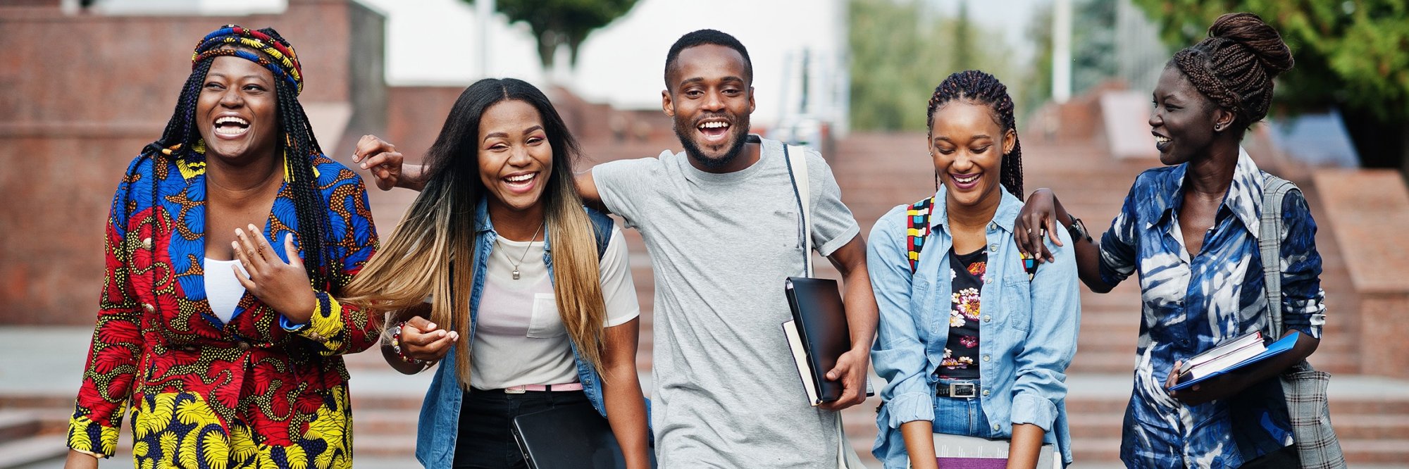 African students walking together