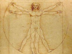 Leonardo da Vinci’s Vitruvian Man, a Renaissance drawing depicting a nude male figure in two overlapping positions, with arms and legs extended within a circle and square, illustrating the proportions and symmetry of the human body.