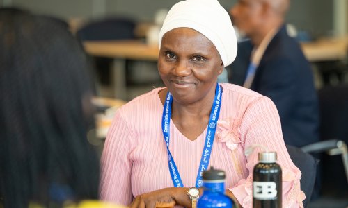 Participant smiling during a training session.