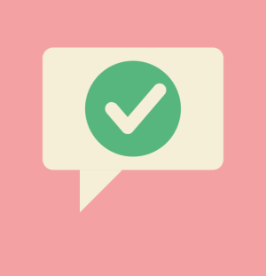 A speech bubble with a checkmark, or two people in conversation with a small annotation mark — signals individualized, one-to-one guidance (not generic group feedback)