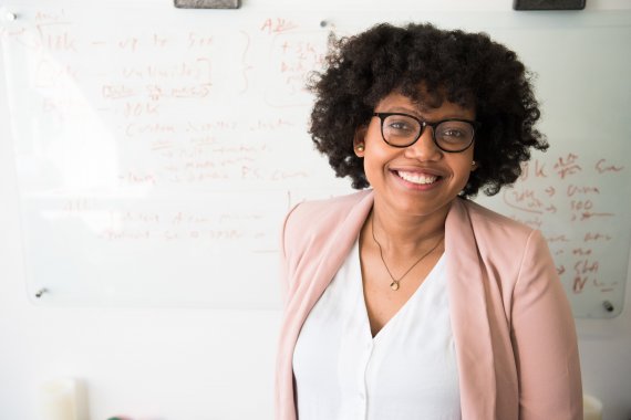 woman smiling at work